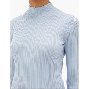 Acne Studios Katina High Neck Ribbed Cotton Sweater - Baby Blue Long Sleeve Top
